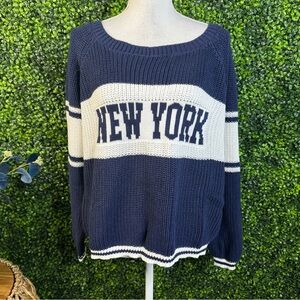 Nwt‎ Aeropostale Navy and White 'New York' spell out knit Sweater